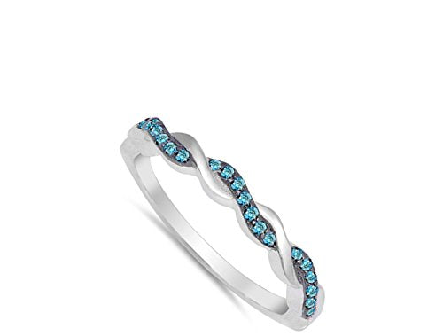 CHOOSE YOUR COLOR Sterling Silver Infinity Knot Ring - color: Blue (Simulated Topaz)