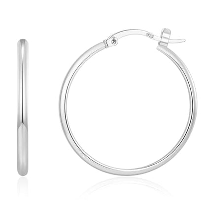 3mm Wide Large Hoop Earrings for Women Hypoallergenic 925 Sterling Silver Post Gold Earrings Lightweight Silver Hoop Earrings Oversize Big Gold Hoops 30/40/50/60MM - color: Silver, size: 20mm