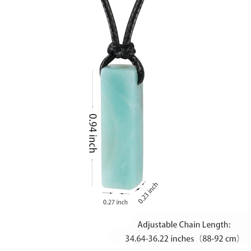 FANASY Natural Gemstone Pendant Necklace for Men Healing Crystal Pendant Adjustable Black Rope Necklace Jewelry Gifts for Women Men - color: Amazonite