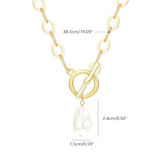 Charm Necklace for Women Gold Evil Eye Sun Moon Flower Coin Pendant Necklace Dainty Paperclip Chain Vintage Luck Amulet Choker Necklaces Celestial Jewelry Gift - style: Pearl