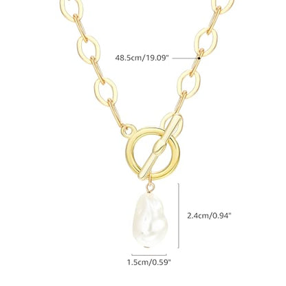 Charm Necklace for Women Gold Evil Eye Sun Moon Flower Coin Pendant Necklace Dainty Paperclip Chain Vintage Luck Amulet Choker Necklaces Celestial Jewelry Gift - style: Pearl