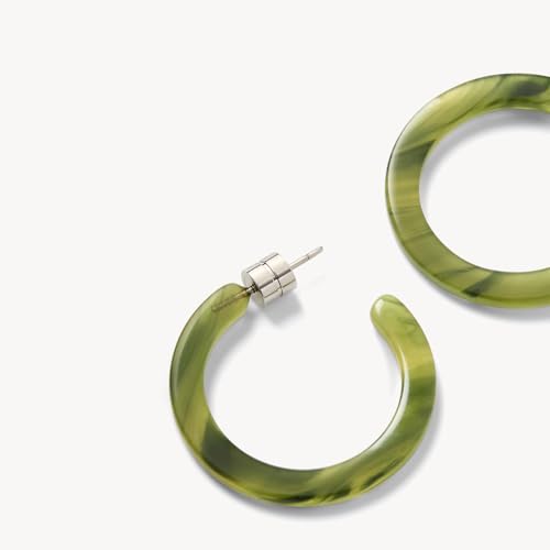 Circle Hoop Earrings Acetate Resin Fashion Jewelry for Women - color: Algae, size: Mini