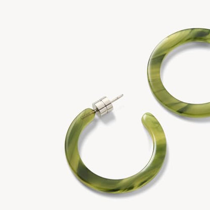 Circle Hoop Earrings Acetate Resin Fashion Jewelry for Women - color: Algae, size: Mini
