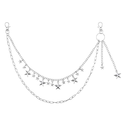 Goth Pants Chain Charms for Women Men Punk Layered Jean Chains Gothic Y2k Pocket Chain for Women Hip Hop Waist Chains - color: Star 2