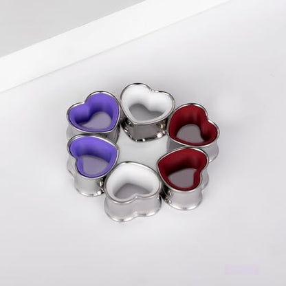 DOEARKO 6PCS Heart Shape Ear Tunnels Plugs Stainless Steel Hollow Double Flared Ear Gauges Tunnels Stretcher Body Piercing Earring Jewelry for Women Men 8mm-19mm - color: 3P-SH, size: 10 mm