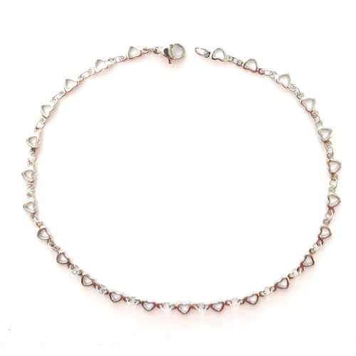 Silver Heart Anklet 10-inch for Women 304 Stainless Steel Chain Swim-Friendly Tarnish Resistant Dainty Versatile Ankle Bracelet Jewelry Gift Boxed