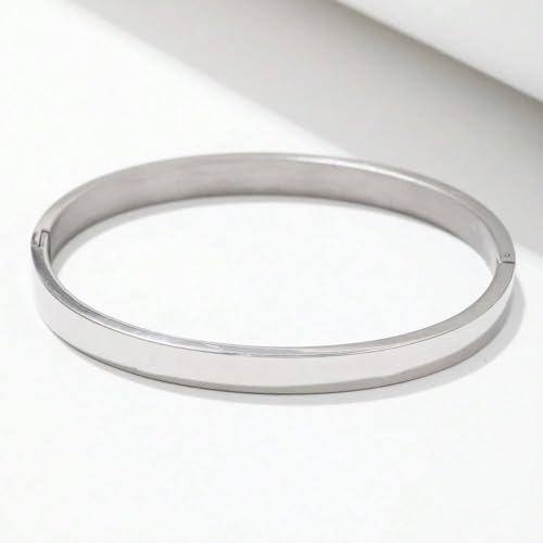 Gold Bangle for Women 18K Gold Plated Bamboo Heart Star Labyrinth Bangle Bracelets Dainty Stainless Steel Jewelry Gifts - color: Bangle-White Gold