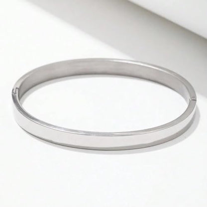 Gold Bangle for Women 18K Gold Plated Bamboo Heart Star Labyrinth Bangle Bracelets Dainty Stainless Steel Jewelry Gifts - color: Bangle-White Gold