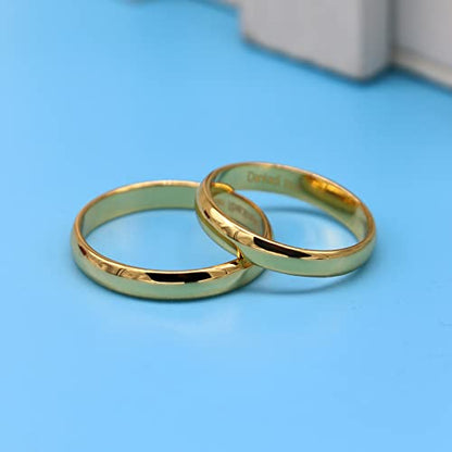 Dankadi Simple Fashion S925 Sterling Silver Ring Smooth Plain Dome Comfort Solid Silver Wedding Ring For Men & Women 3.5 mm 3-13# 24k Real Gold Plated Jewelry - color: Simple style gold