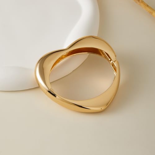 Chunky Gold Bangles Bracelet for Women Trendy Statement Bracelet Dainty Charm Gold Jewelry - color: Heart Bangle
