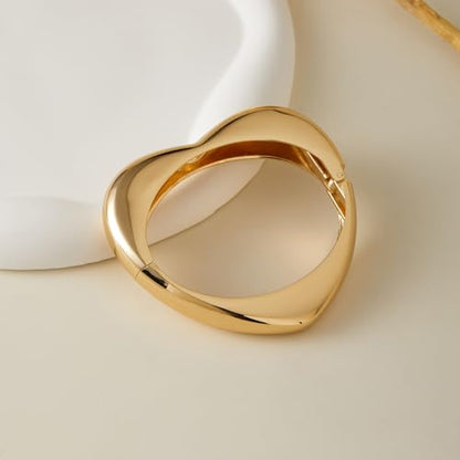 Chunky Gold Bangles Bracelet for Women Trendy Statement Bracelet Dainty Charm Gold Jewelry - color: Heart Bangle