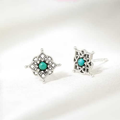 Boma Jewelry Sterling Silver Filigree Stud Earrings - color: Turquoise