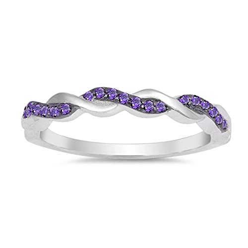 CHOOSE YOUR COLOR Sterling Silver Infinity Knot Ring - color: Purple (Simulated Amethyst)