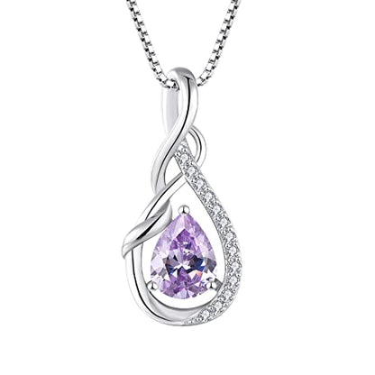 STARCHENIE Infinity Teardrop Necklace for Women 925 Sterling Silver Pendant Birthstone Jewelry - color: Silver-06-Jun-Alexandrite