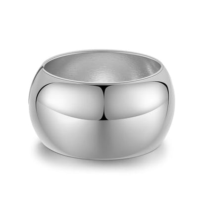 Extra Wide Chunky Bangle Bracelets for Women Dainty Minimalist Classic 14K Yellow Gold Plated Cuff Wrist Open Bangles Statement Unique Exaggerate High Polished Fashion Trendy Jewelry Gift - color: Silver