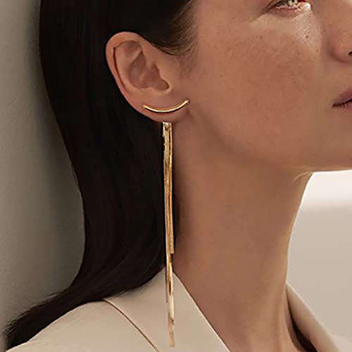 Gold Long Dangle Drop Earrings for Woman,Punk Sleek Metal Chain Tassel Earrings 70s/80s Disco Outfits Accessories Jewelry - color: 3:Gold