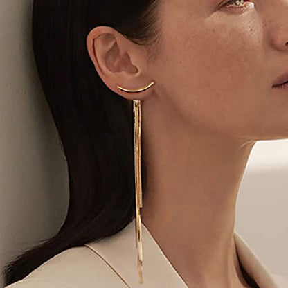 Gold Long Dangle Drop Earrings for Woman,Punk Sleek Metal Chain Tassel Earrings 70s/80s Disco Outfits Accessories Jewelry - color: 3:Gold