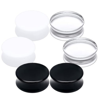 6G-30mm Solid Acrylic Gauges for Ear Double Flared Saddle Plug Tunnels Earrings Clear Black White Ear Plugs Tunnels for Women Men - color: 28mm = 1 1/8 inch = 1.1 inch