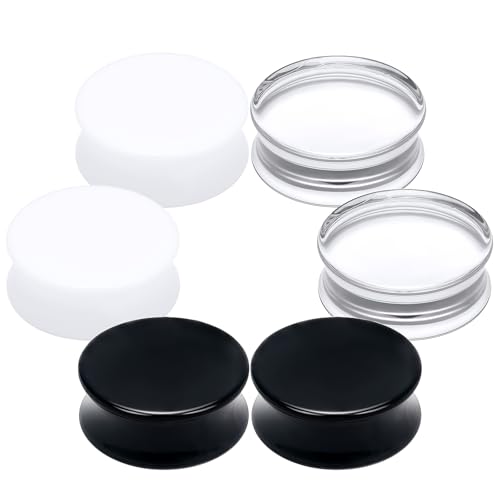 6G-30mm Solid Acrylic Gauges for Ear Double Flared Saddle Plug Tunnels Earrings Clear Black White Ear Plugs Tunnels for Women Men - color: 28mm = 1 1/8 inch = 1.1 inch