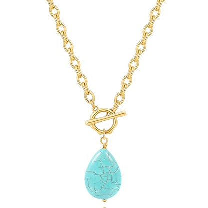 SOFYBJA Saint Benedict Necklace Drop 18K Gold Toggle Medallion Coin Cross Pendant Necklaces Religious Jewelry Catholic Gift for Women - color: teardrop