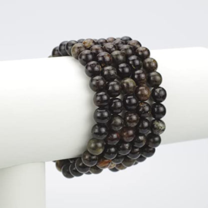 Angelstones Gemstones 8mm Round Beads Healing Crystal Bracelet for women | Natural Gemstone, Handmade Gifts for Women, Healing Crystal Round Beaded Stretch Bracelets, Unisex Jewelry for Women and Men - color: Black Mica
