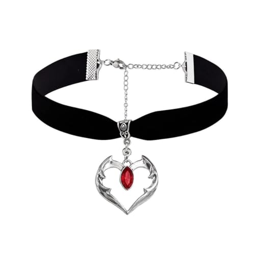 Gothic Black Velvet Goth Choker Necklace for Women,Cameo Black Choker Crow Skull Pendant Necklace Vintage Collar Skull Necklace Gothic Jewelry - style: Heart red