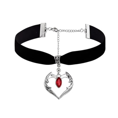 Gothic Black Velvet Goth Choker Necklace for Women,Cameo Black Choker Crow Skull Pendant Necklace Vintage Collar Skull Necklace Gothic Jewelry - style: Heart red