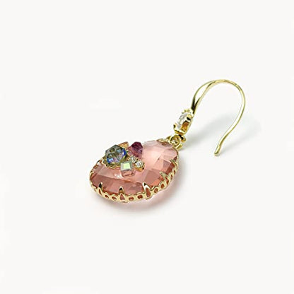 Crystal Teardrop Earrings 14K Gold Plated Dangle Earrings for Women