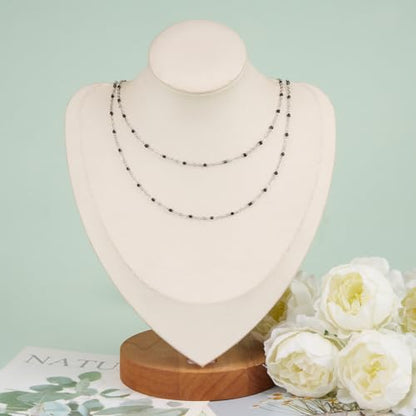 KYUNHOO 16.4FT/5M Black Enamel Beaded Chain for Jewelry Making | Silver Cable Link Roll Stainless Steel Jewelry Chains for Necklace Bracelet DIY - color: Silver-Black-2mm