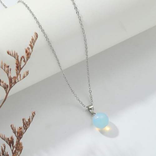 Natural Jade Necklace for Women Sterling Silver Adjustable Handmade Green Jade Pendant Necklaces Healing Crystal Necklace Good Luck Gift for Her - style: Moonstone Necklace