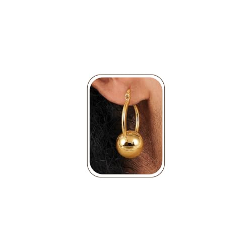 14k Gold Plated Ball Dangle Earrings for Women Sterling Silver Ball Drop Earrings Hypoallergenic Round Balls Hoop Earring Leverback Lightweight Earrings Fashion Jewelry - color: 05-gold