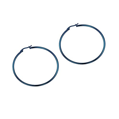 Rounded Hoops Earrings (20mm-60mm Diameter) - color: Blue 50mm