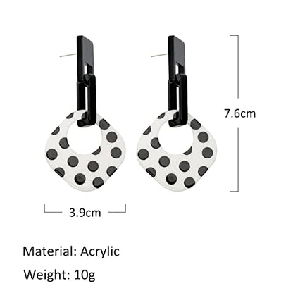 ONLYJUMP Exaggerated Geometry Earrings Acrylic Round Square Triangle Heart Dangle Earrings for Women Multilayer Bohemia Earrings Classic Retro Minimalist Earrings Statement Jewelry - color: White A
