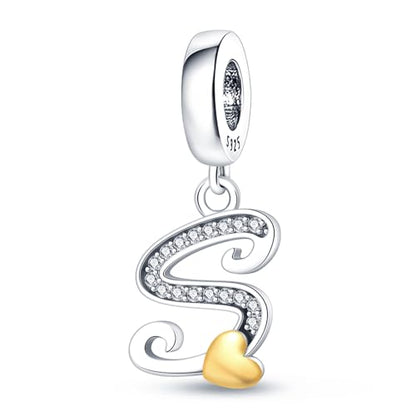 HappyStar Sterling Silver Letter Charms for Bracelets Alphabet Initial Dangle Charms Bead fit Pandora Bracelets Jewelry Gifts for Women - color: Letter charms S