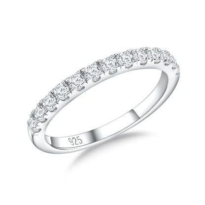 Birthstone Rings Eternity Band 925 Sterling Silver/Yellow Gold-Plated Created Gemstone Stackable Wedding Band 2.7mm Thin Half Eternity Rings for Women Size 6 to 10 - color: 04-CZ-Apr.