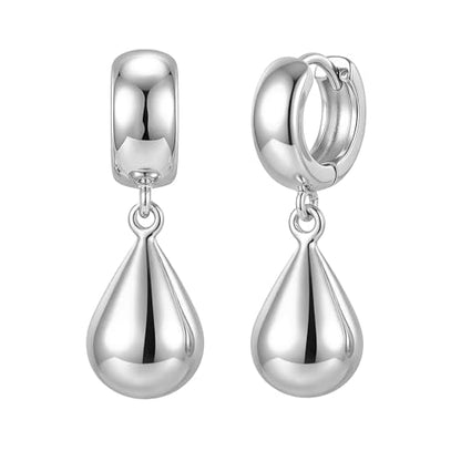 14K Gold Plated Chunky Huggie Hoop Earrings, Plump Teardrop Dangle Drop Earrings Elegant Statement Jewelry for Women - color: teardrop-short/silver