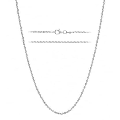 KISPER 925 Sterling Silver Rope Chain Necklace for Women 1.6mm Diamond Cut | Made in Italy, 16-30 inches, anti-tarnish, hypoallergenic, nickel-free, waterproof, lobster clasp