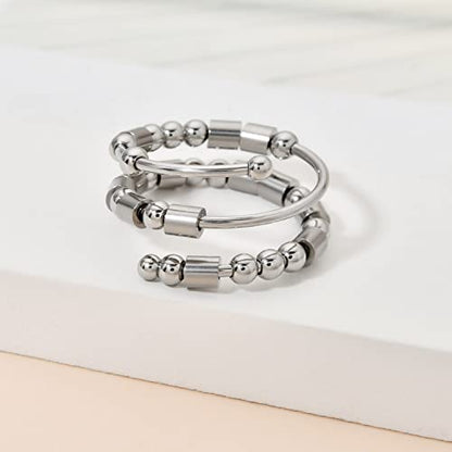 Morse Code Rings for Women, Stainless Steel Spinner Ring Fidget Rings for Anxiety Ring Morse Code Rings Inspirational Gifts Jewelry Women Birthday Graduation Gifts for Best Friends - style: 4 F**k cancer