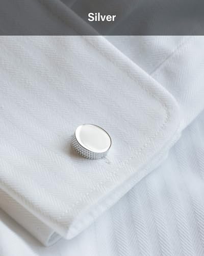 [TAVARAT] Cufflinks for Men cuff links mens classic round shape Black Silver Light Gold Tps-177 - style: silver (Tps-173)