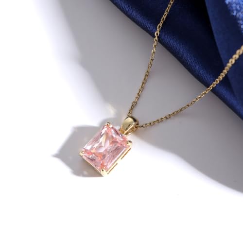 Cubic Zirconia Solitaire Necklace Stainless Steel, Rectangle Color Change Synthetic Alexandrite/Solitaire Necklace Pendant Women - color: Rectangle-Alexandrite-G
