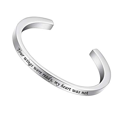Dletay Urn Bracelet Cremation Bracelet for Ashes Memorial Ashes Bracelet Openable Cuff Bangle Bracelet - color: Your wings-Silver