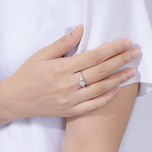Amazon Essentials 14K Plated Sterling Silver Round Signet Ring - color: Silver, size: 6, style: Round