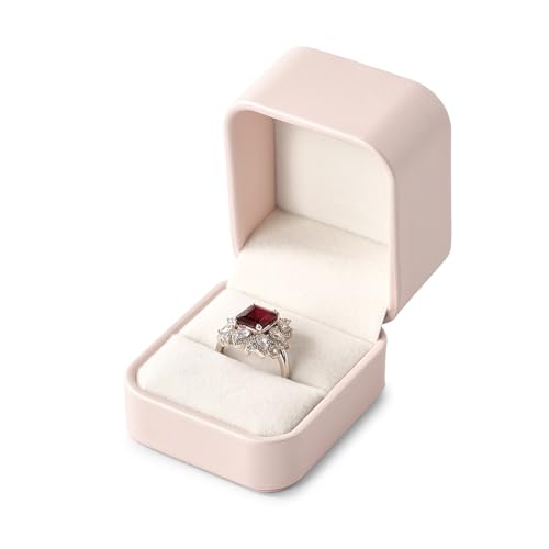 Oirlv Luxury Leather Jewelry Ring Box Engagement Ring Box Wedding Day Keepsake Case Bridal Photo(Pink) - color: Pink, size: Ring Box