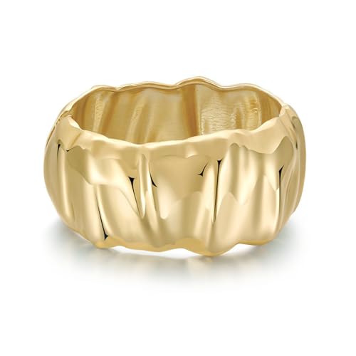 YBMYCM Chunky Gold Cuff Bangle Bracelets for Women Wide Gold Bangle Hammered Open Wrist Cuff Bracelets Wrap Bracelet - style: H-Gold