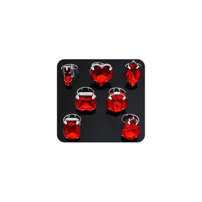 FUTIMELY 7Pcs Exaggerated Chunky Large Rhinestone Ring Set,Glitter Heart Square Oval Teardrop Knuckle Rings,Unique Red Crystal Open Rings Pack Cocktail Jewelry - color: Red