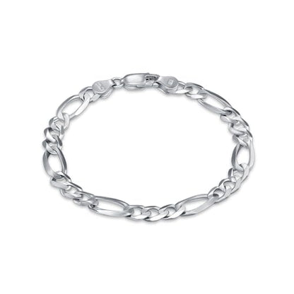 925 Sterling Silver Figaro Bracelet 4MM 5.5MM Diamond-Cut Figaro Chain Bracelet for Men Women - color: Width: 5.5mm, size: 8.5 inches