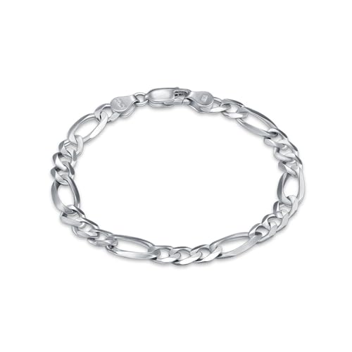 925 Sterling Silver Figaro Bracelet 4MM 5.5MM Diamond-Cut Figaro Chain Bracelet for Men Women - color: Width: 5.5mm, size: 7.5 inches
