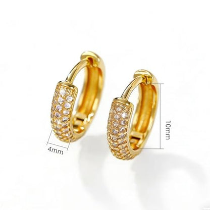 Dainty 14K Gold Plated Hoop Earrings for Women Small Gold Hoop Earring for Womens with Round Cubic Zirconia Lightweight Huggie Hoops Earring for Womens