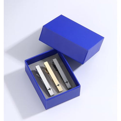 GWD Stainless Steel Tie Clips for Men Classic Tie Bar Clip Set | Ideal Gift for Father, Husband, Boyfriend, Business, Wedding, Tie clip With Gift Box - style: 3pcs-Cross