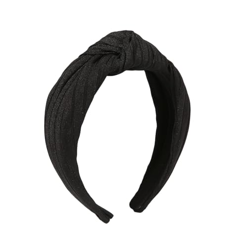 Madison Tyler Headbands For Women - Fashion Boho Top Knotted With Rhinestones Elastic Workout Hairbands For Outdoor And Party Non Slip (Black) - color: Black